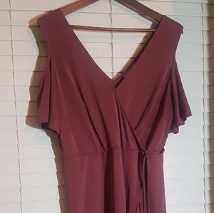 NWOT L Dex plum cold shoulder wrap dress